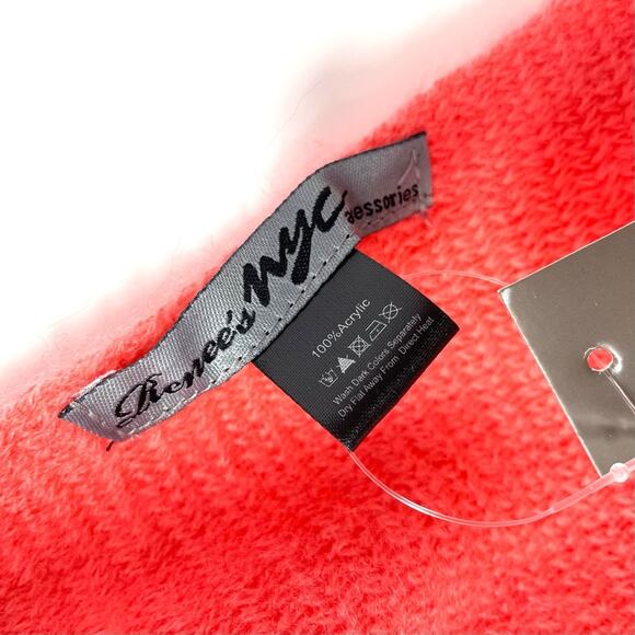 Renee's NYC Women's Soft Knit Rectangle Scarf w/ Fringe in Salmon Pink - Picture 9 of 10